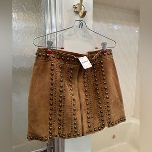 Free People Brown Studded Miniskirt